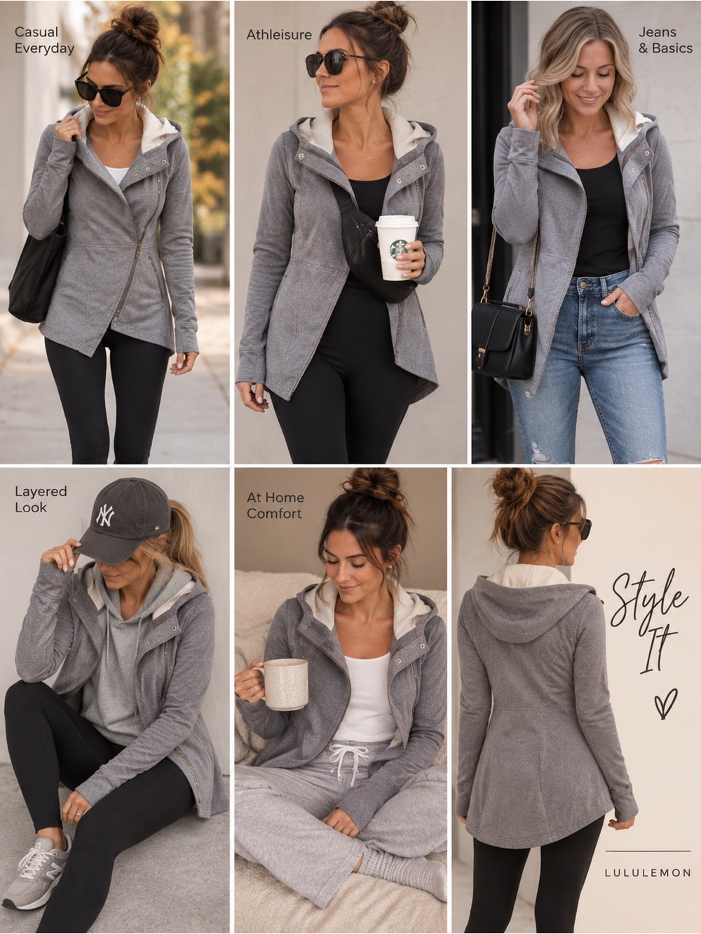 lululemon athletica Gray Hooded Zip Sweatshirt